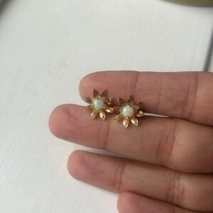 14k gold fire opal stud earrings